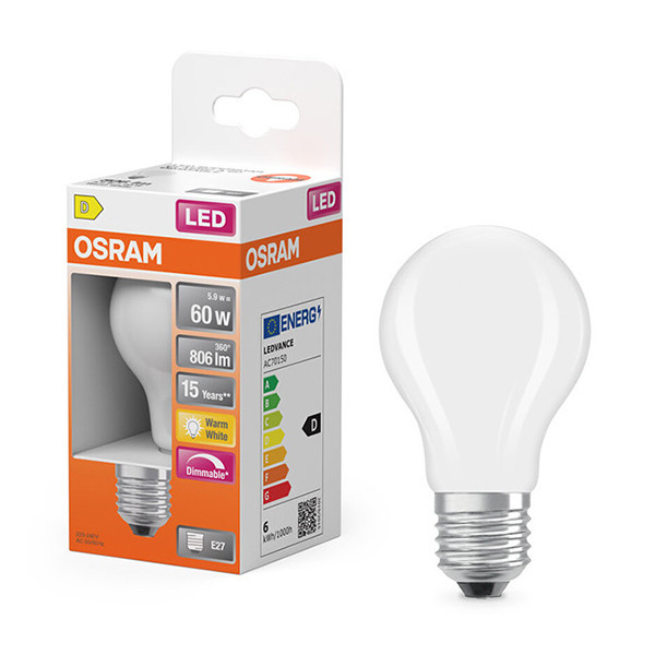 Osram LED lamp E27 | Peer A60 | Mat | 2700K | Dimbaar | 5.9W (60W) LOS01815 - 1