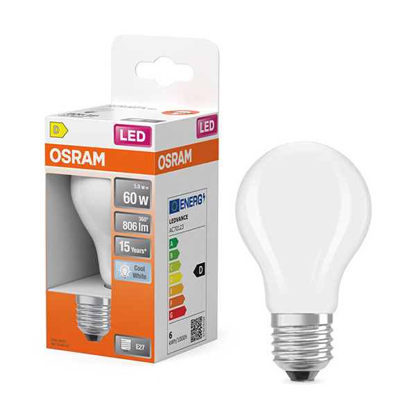 Osram LED lamp E27 | Peer A60 | Mat | 4000K | 5.9W (60W) LOS01841 - 1