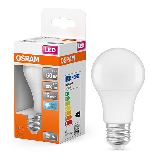 Osram LED lamp E27 | Peer A60 | Mat | 4000K | 8W (60W) LOS01149 - 1