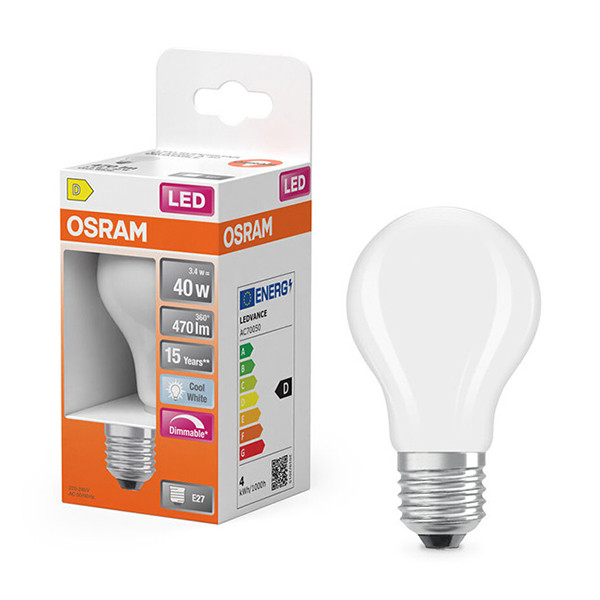 Osram LED lamp E27 | Peer A60 | Mat | 4000K | Dimbaar | 3.4W (40W) LOS01813 - 1