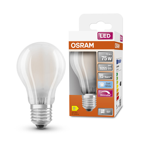 Osram LED lamp E27 | Peer A60 | Mat | 4000K | Dimbaar | 7.5W (75W) LOS00050 - 1