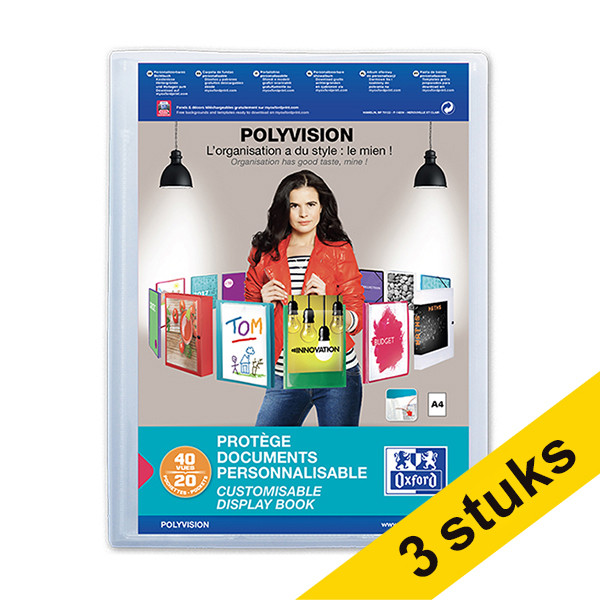 Aanbieding: 3x Oxford Polyvision showalbum flexibel A4 transparant (20 insteekhoezen) 260308 - 1