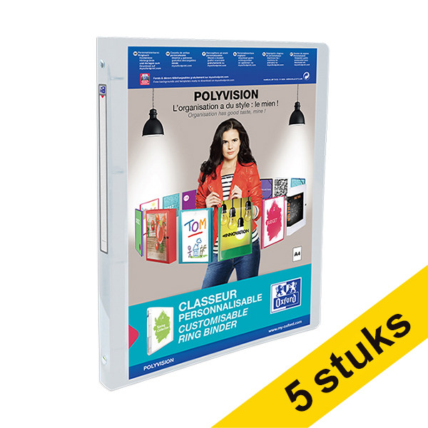 Aanbieding: 5x Oxford Polyvision A4-ringband met 4 O-ringen 15 mm transparant 260312 - 1