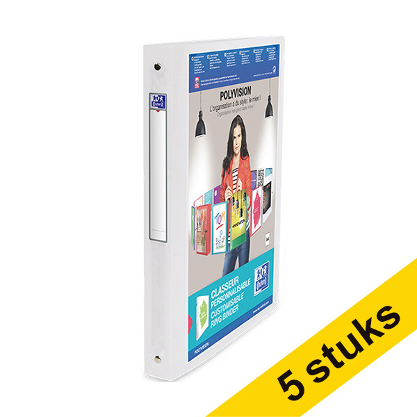 Aanbieding: 5x Oxford Polyvision A4-ringband met 4 O-ringen 20 mm transparant 260314 - 1