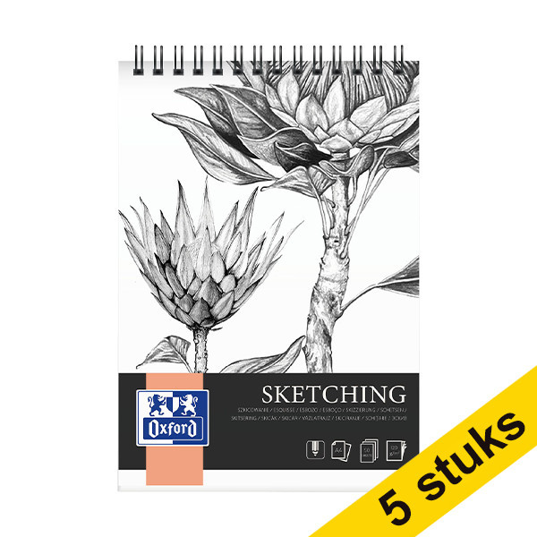 Aanbieding: 5x Oxford Sketching schetsblok spiraal A4 120 grams (50 vel) 237662 - 1