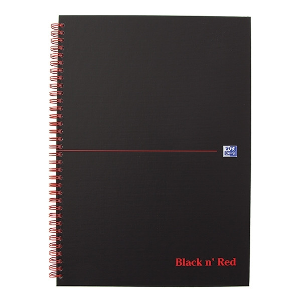 Oxford Black n' Red spiraalblok karton A4 gelinieerd 90 grams 70 vel 400047608 260010 - 1