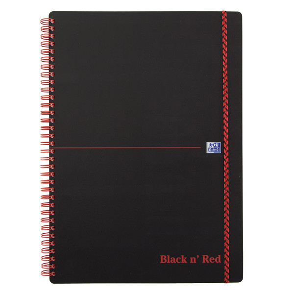 Oxford Black n' Red spiraalblok met elastiek A4 geruit 90 grams 70 vel 400047654 260015 - 1