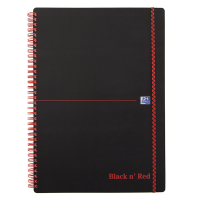 Oxford Black n' Red spiraalblok met elastiek A4 geruit 90 grams 70 vel 400047654 260015