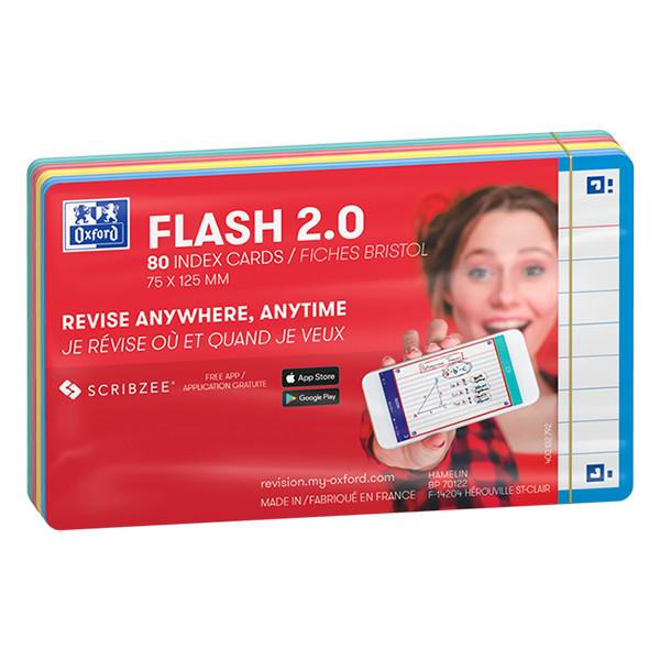 Oxford Flashcards gelinieerd A7 assorti (80 stuks) 400137329 260227 - 2