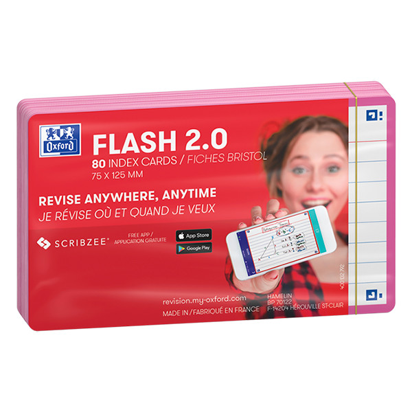 Oxford Flashcards gelinieerd A7 fuchsia (80 stuks) 400133881 260218 - 2