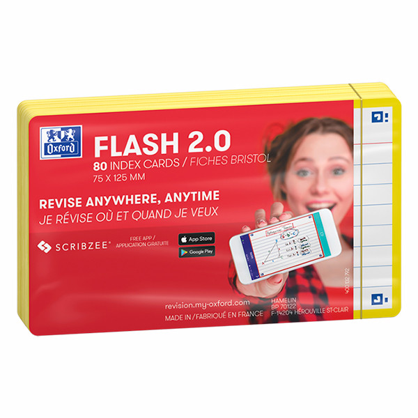 Oxford Flashcards gelinieerd A7 geel (80 stuks) 400133883 260195 - 2