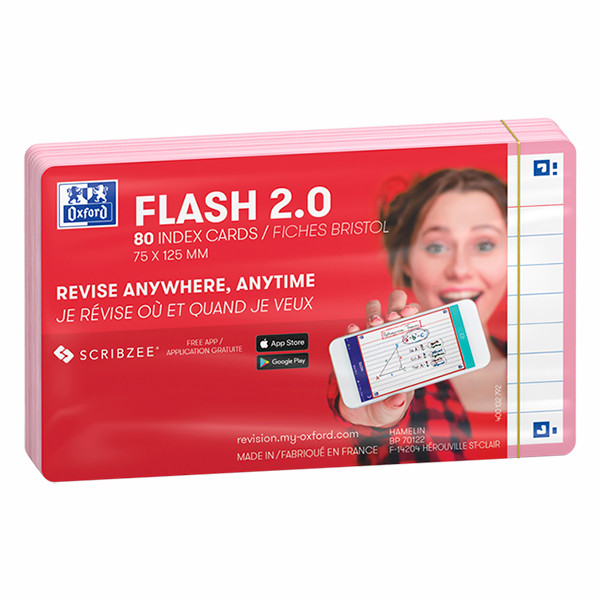 Oxford Flashcards gelinieerd A7 roze (80 stuks) 400133879 260202 - 2