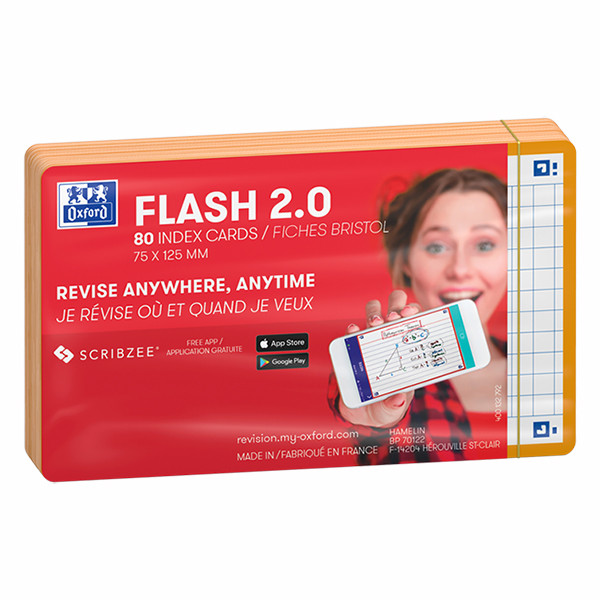 Oxford Flashcards geruit A7 oranje (80 stuks) 400133870 260211 - 2