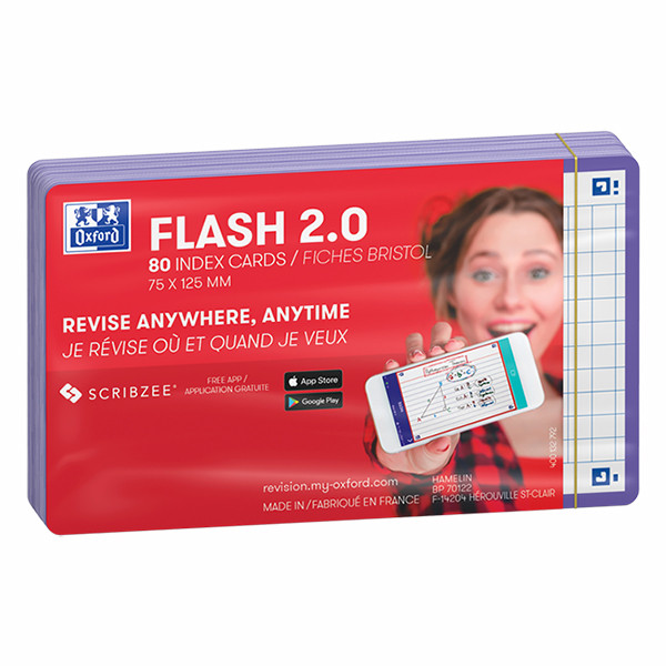 Oxford Flashcards geruit A7 paars (80 stuks) 400133855 260212 - 2