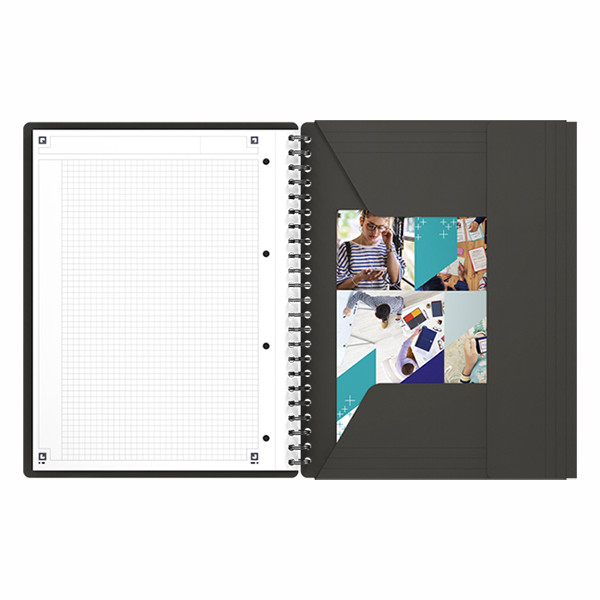 Oxford International Meetingbook A4 geruit 80 grams 80 vel grijs (4-gaats) 100100362 260005 - 6