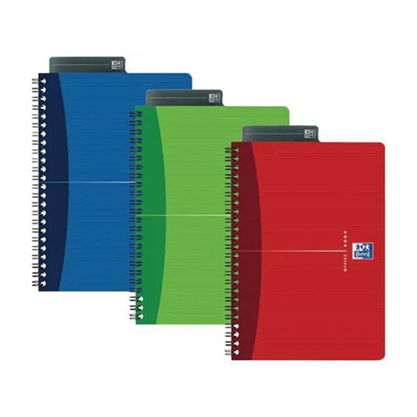 Oxford Office collegeblok A4+ gelinieerd 90 grams 90 vel met spiraal 4-gaats assorti (5 stuks) 298376 - 1