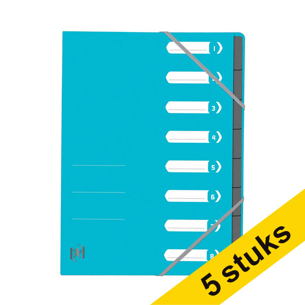 Oxford Top File+ sorteermap lichtblauw (8 tabs) (5 stuks) 260252 - 1