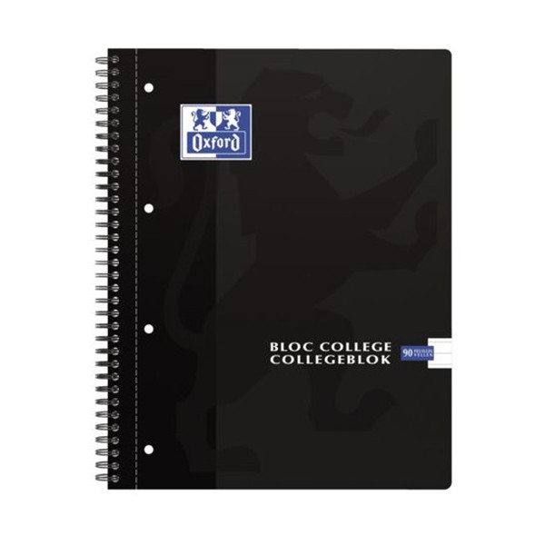 Oxford collegeblok A4+ gelinieerd 90 grams 90 vel met spiraal (4-gaats) 400075531 260077 - 1
