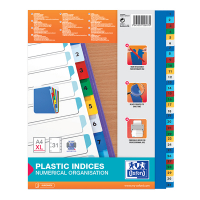 Oxford gekleurde plastic indexen A4 XL met 31 tabs (11-gaats) 100204822 237532