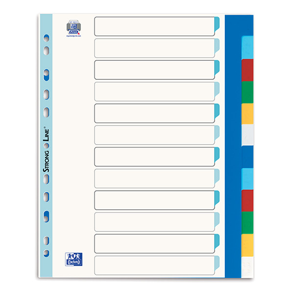 Oxford gekleurde plastic tabbladen A4 XL met 12 tabs (11-gaats) 100205086 237528 - 1