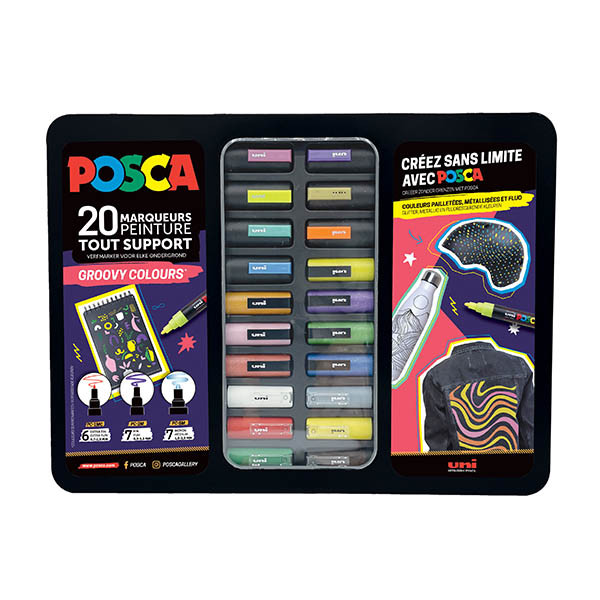 POSCA PC-1MC/PC-3M/PC-5M Groovy Colours acrylmarkerset (20 stuks) 424481 - 1