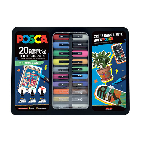 POSCA PC-1MC/PC-3M/PC-5M Pop Colours acrylmarkerset (20 stuks) 424482 - 1