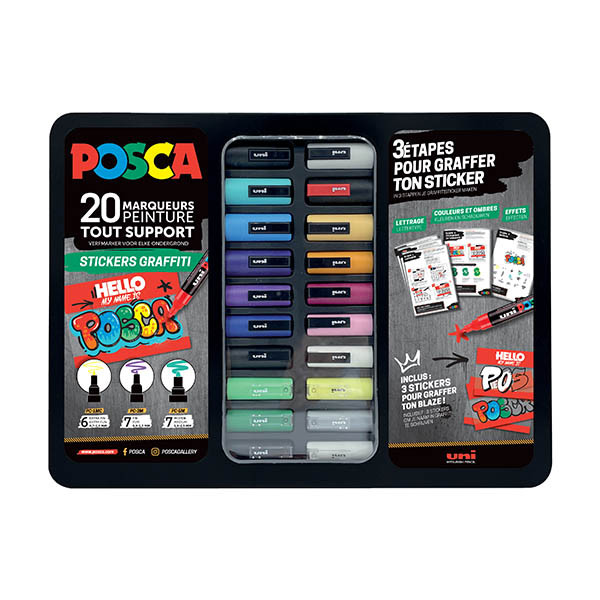 POSCA PC-1MC/PC-3M/PC-5M Stickers Graffiti acrylmarkerset (20 stuks) 424480 - 1