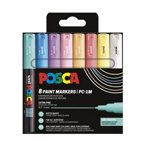 POSCA PC-1MC acrylmarkerset pastel (0,7 - 1 mm conisch) 8 stuks 425400 - 1