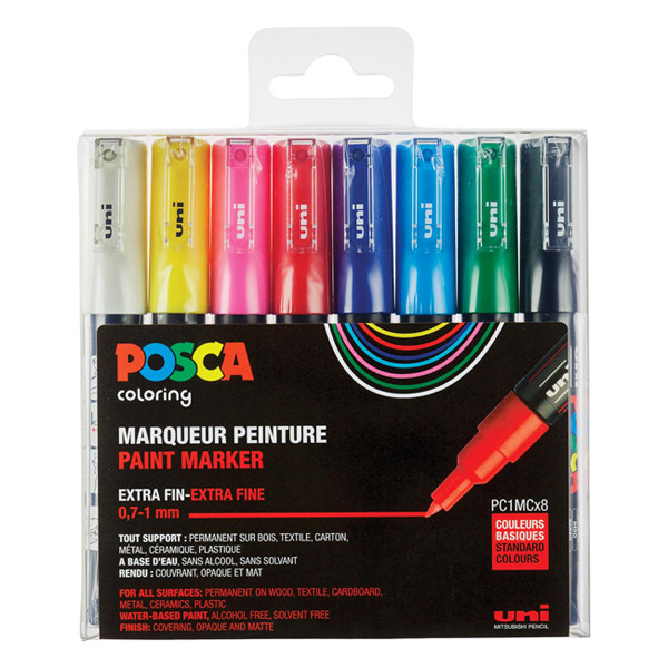 POSCA PC-1MC verfmarkerset (0,7 - 1 mm conisch) 8 stuks PC1MC/8AASS18 424067 - 1