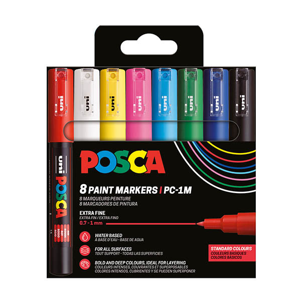 POSCA PC-1MC verfmarkerset (0,7 - 1 mm conisch) 8 stuks PC1MC/8AASS18 424067 - 1
