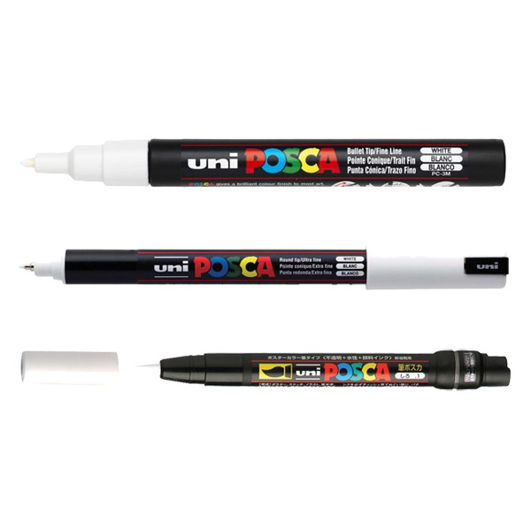 POSCA PC-1MR/PC-3M/PCF-350 verfmarkerset wit (3 stuks)  424251 - 1