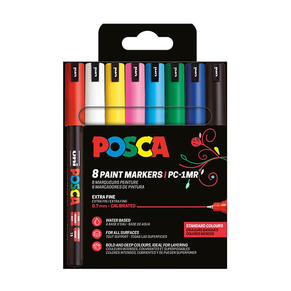 POSCA PC-1MR acrylmarkerset (0,7 mm rond) 8 stuks 424034 - 1