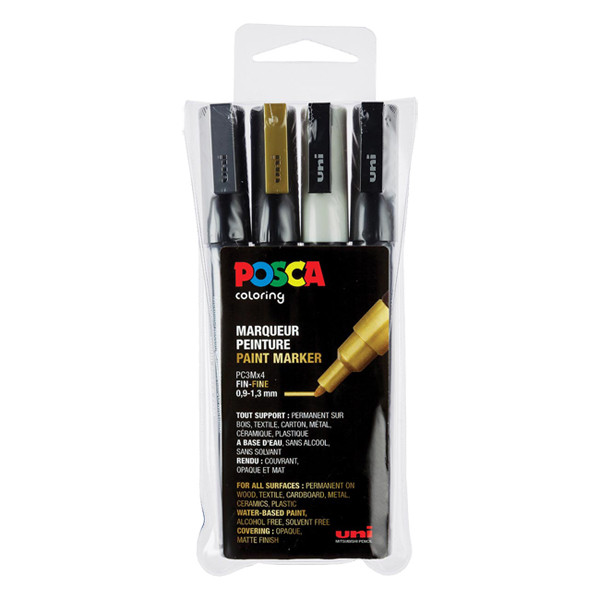 POSCA PC-3M verfmarkerset (0,9 - 1,3 mm rond) 4 stuks PC3M/4AASS09 424107 - 1