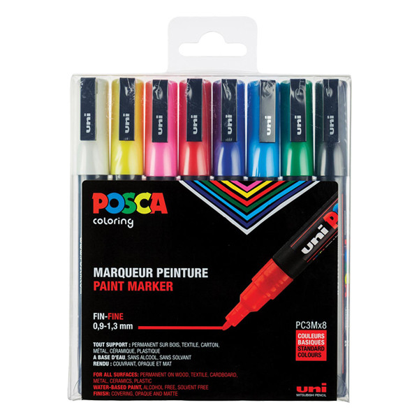 posca pc 3m verfmarkerset 0 9 1 3 mm rond 8 stuks