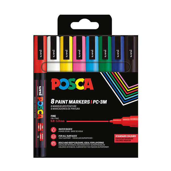 POSCA PC-3M verfmarkerset (0,9 - 1,3 mm rond) 8 stuks PC3M/8 424109 - 1
