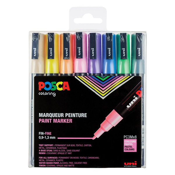 POSCA PC-3M verfmarkerset pastel (0,9 - 1,3 mm rond) 8 stuks PC3M/8AASS16 424110 - 1