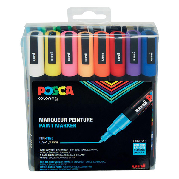 POSCA PC-3M verfmarkerset warm (0,9 - 1,3 mm rond) 16 stuks PC3M/16AASS21 424111 - 1