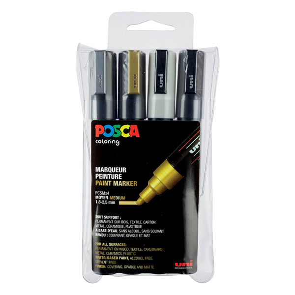 POSCA PC-5M verfmarkerset metallic (1,8 - 2,5 mm rond) 4 stuks PC5M/4AASS09 424166 - 1