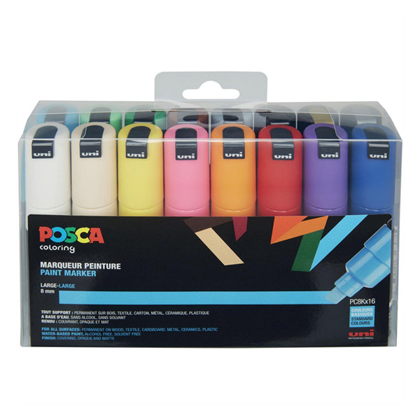 POSCA PC-8K verfmarkerset (8 mm beitel) 16 stuks PC8K/16AASS22 424233 - 1