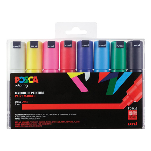 POSCA PC-8K verfmarkerset (8 mm beitel) 8 stuks PC8K/8 424231 - 1