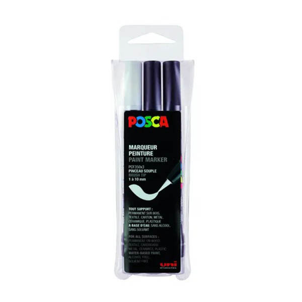 POSCA brush PCF-350 acrylmarkerset (1 mm penseel) 3 stuks 425423 - 1