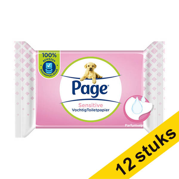 Page Aanbieding: 12x Page vochtig toiletpapier Sensitive (38 doekjes)  SPA00512 - 1