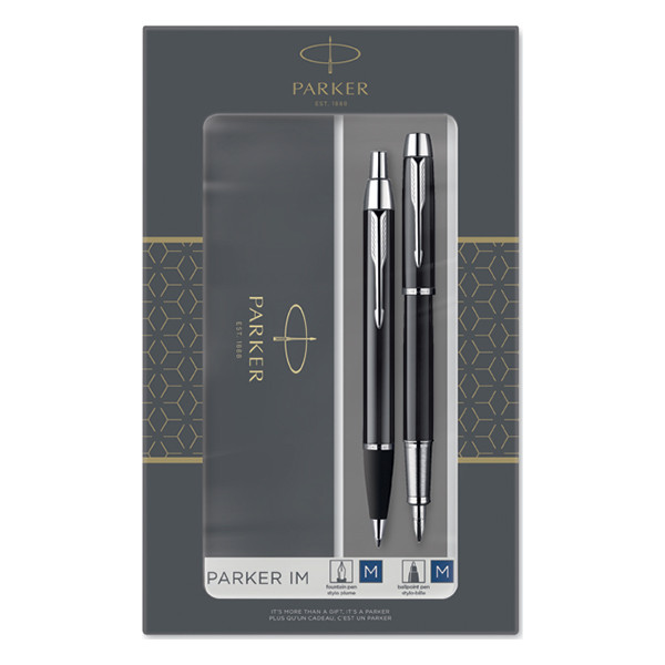 Parker IM met balpen en vulpen zwart/chroom (blauwe inkt) 2093215 214049 - 1