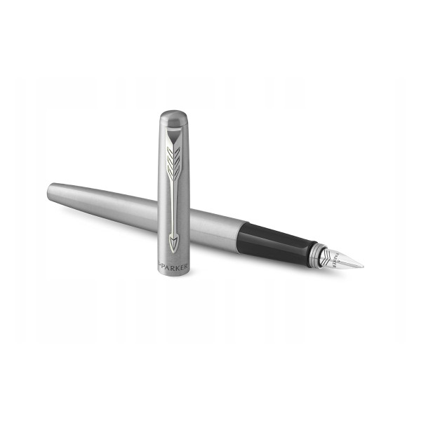 Parker Jotter Stainless Steel CT vulpen medium zilver (blauwe inkt) 2031012 214147 - 1