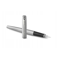 Parker Jotter Stainless Steel CT vulpen medium zilver (blauwe inkt) 2031012 214147