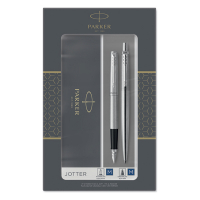 Parker Jotter stainless steel met balpen en vulpen chroom (blauwe inkt)