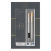 Parker Jotter stainless steel met balpen en vulpen goud (blauwe inkt)