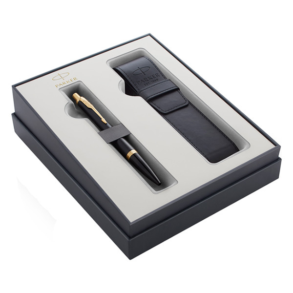 Parker Urban balpen mat zwart/goud inclusief pen etui (blauwe inkt) 2121999 214041 - 