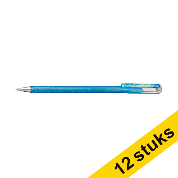 Pentel Aanbieding: 12x Pentel Dual Metallic gelpen blauwgrijs en metallic blauw/zilver  210219 - 1