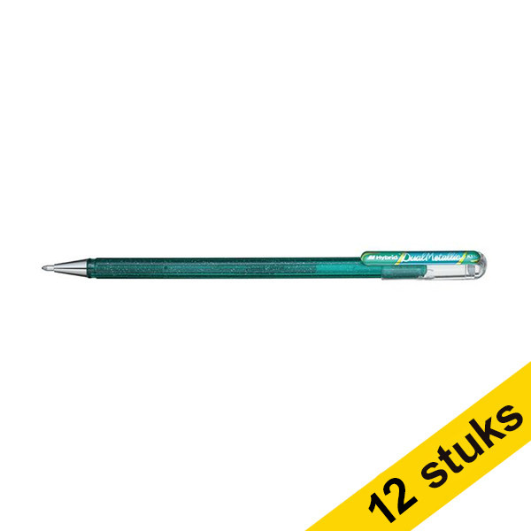 Pentel Aanbieding: 12x Pentel Dual Metallic gelpen groen/metallic blauw  210208 - 1
